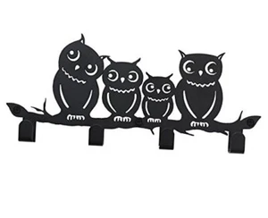 Key Holder for Wall - Rustic Key Hooks for Wall for Hanging Accessories, Owls - Picture 1 of 4