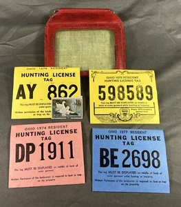 LOTE DE COLECCIÓN DE 4 - LICENCIA DE CAZA OHIO AÑOS 70 Un SOPORTE y Un SELLO DE PÁJARO - Imagen 1 de 3
