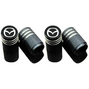 4x Black Mazda Wheel Tire Cap Air Valve Stem Cover for Mazda 3 6 9 CX5 MX5 Miata - Picture 1 of 2