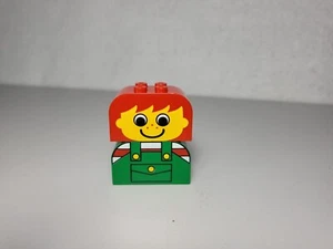 Vtg LEGO DUPLO minifigure. Red hair and freckles with green overalls. - Picture 1 of 2