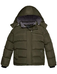 Wantdo Boy's Winter Warm Puffer Jacket Coat Fleeced Comfortable Removable Hood - Picture 1 of 54