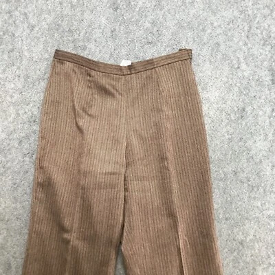 Le Suit Pants Womens Size 8P Brown Stripe Trousers Side Zip Lined Straight Fit - Image 1 of 4
