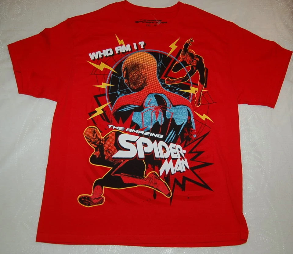 Boys S/S Tee Shirt RED SPIDERMAN Crew Neck WHO AM I? Size XXL 18 - Image 1 of 1