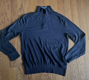 Suéter Banana Republic Para Hombre Grande Negro 1/4 Cremallera Colección Luxe Pullover - Imagen 1 de 9