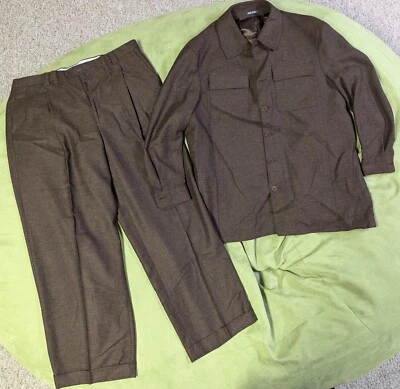 Traje de Lana Zanetti Clásico Doble Pecho Lessona Super 100s Marrón Talla XXL/54/38 Foto 1 de 4