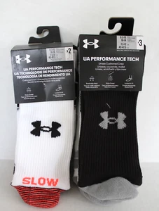 NWT Under Armour Performance Tech Large Men's Women's Crew Socks 5PR White Black - Picture 1 of 5