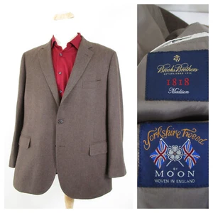 Brooks Brothers 1818 Madison Brown British Tweed Yorkshire Tweed Sport Coat 46R - Picture 1 of 11
