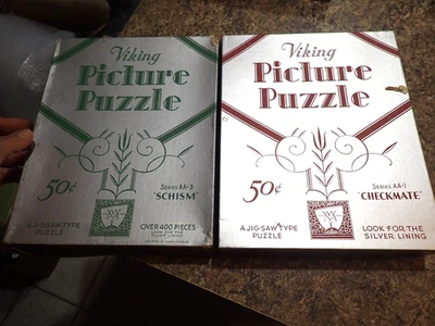 2 Vintage Viking Picture Puzzle Series AA-1 & AA-3 Look For the Silver Lining - Image 1 of 4