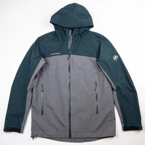 Mammut GoreTex Shell Jacke Herren Medium wasserdicht Kapuze grau grün Full Zip - Bild 1 von 17