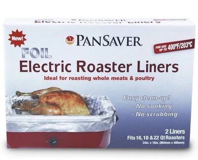 PanSaver Foil Electric Meat Cooking in Roaster Protective Oven Liners 2-Pack