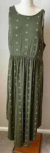 Old Navy Damen Maxi Tank Kleid XXL Army dunkelgrün Muster Baumwolle Drop Waist - Bild 1 von 6