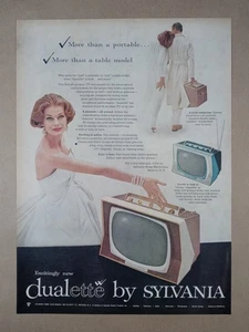 1950s SYLVANIA Portable Television Dualette Modern MCM Vintage Poster Print Ad - Picture 1 of 1