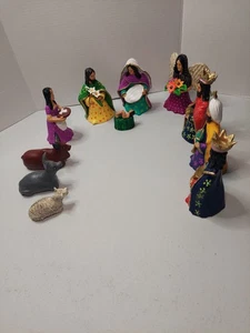 Concepción Aguilar Alcántara Vintage Volkskunst Krippe signiert Oaxaca 12 Teile - Bild 1 von 21