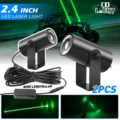 2x Laser LED Whip Chasing Antenas Lights Spiral W/Flag ATV Polaris RZR UTV 4WD - Image 1 of 4