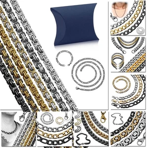 Edelstahlkette Panzerkette Figarokette Königskette Set Armband Etui Halskette - Bild 1 von 17