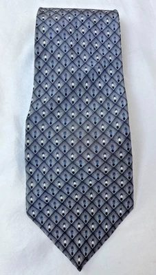Corbata de seda para hombre Van Heusen gris azul patrón de diamantes geométricos trabajo clásico Foto 1 de 3