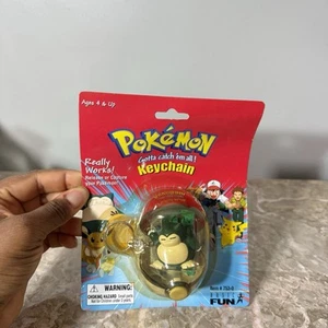 Pokemon 1999 Snorlax Pokeball Keychain #143 Basic Fun 753-0 Vintage Sealed New - Picture 1 of 4