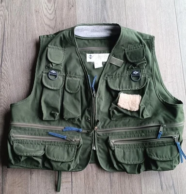 Chaleco de pesca con mosca Columbia Sportswear años 90 lona color verde talla X-grande Foto 1 de 4