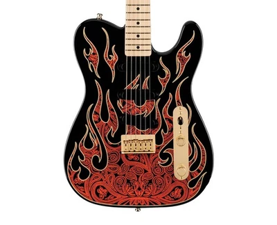 Fender James Burton Telecaster Usada - Llamas Paisley Roja con Arce FB Foto 1 de 4