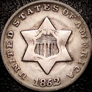 1852 Three (3) Cent Silver Trime - Fine - 3C - Picture 1 of 2