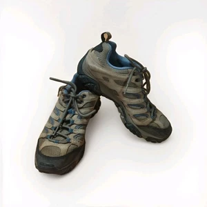 Merrell Moab 3 Hiking Shoes Sneakers Womens 9 Tan Blue Hiking Outdoor Lace Up - Picture 1 of 8