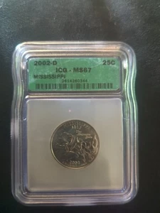 2002 D Icg Ms67 Mississippi State Quarter - Picture 1 of 2