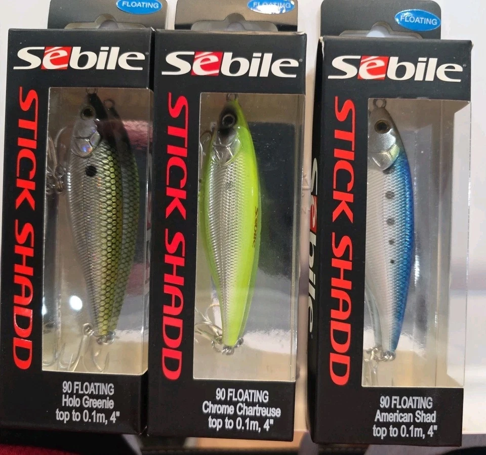 Lote de 3- Sebile Stick Shad 3.5" flotante sin labios Jerkbait .5oz señuelo bajo #90 Foto 1 de 4
