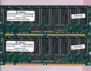 1GB 2x512MB PC133R INFINEON HYS72V64300GR-7.5-C2 PC-133R 3.3V ECC REG SDRAM KIT - Picture 1 of 3