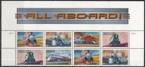 US Scott #3337a Plate Block of 8, "All Aboard", with top tab, 2 plt.#, MNH - Picture 1 of 1
