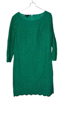 Talbots Women's Dress 3/4 Sleeve Lace Kelly Shift Scalloped Hem Green Size 8 - Image 1 of 4