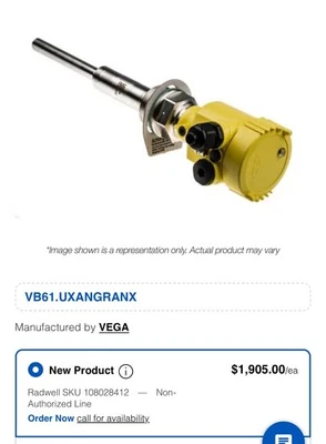 NEW! Vegabib 61 VB61.UXANGRANX 1” NPT Level Sensor Brand  - Image 1 of 3