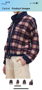 NWT Ecru Velvet by Graham & Spencer Soft Plaid Jacket Sz L - Picture 1 of 6