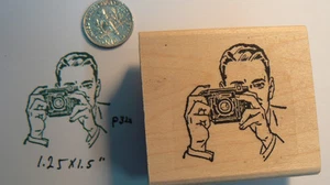 P34 Retro style photographer rubber stamp WM - Picture 1 of 2