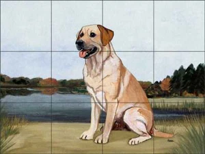 Yellow Lab Dog Tile Backsplash M. K. Zeppa Canine Art Keramik Wandbild MKZ013 - Bild 1 von 2