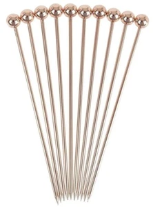 Cocktail Picks Garnish Ball End Copper Plated Pack of 10 Cocktail Sticks - Picture 1 of 9