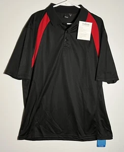 Reebok Playdry Performance Athletic Sport Polo - Mens Large - Black Red Play Dry - Picture 1 of 6