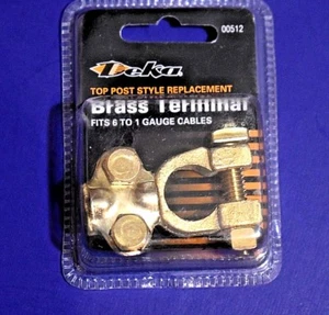 SOLID BRASS Battery Terminal For Top Post Fits 1GA - 6GA Wire Deka 00512 - Picture 1 of 3