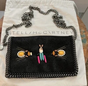 Stella McCartney Falabella Black Faux-Leather Beaded Embroidered Crossbody Bag - Picture 1 of 14