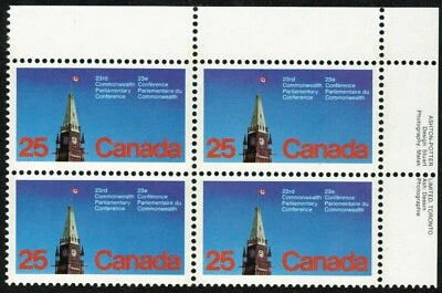 Canada sc#740 Parliamentary Conference, UR Imprint Block, Dull paper, Mint-NH - Image 1 of 2