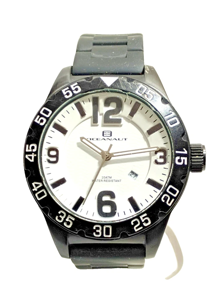 Reloj de buceo Oceanaut Aqua One para hombre OC2714 49 mm WR 20 ATM esfera blanca correa original Foto 1 de 4