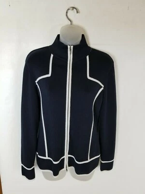 Carlisle Women's Knit Sweater Navy White Jacket Office/ Career Wear Size L - Image 1 of 4