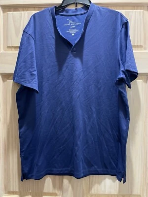 Men's Marc Anthony Luxury Short Sleeve Navy Button Up Neck Size XXL - Image 1 of 3