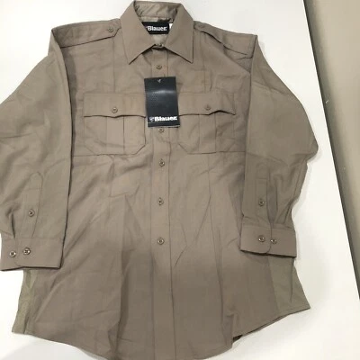 Blauer 银色棕褐色长袖涤棉衬衫,尺寸 16.5 袖 33 — 第 1/4 张图片