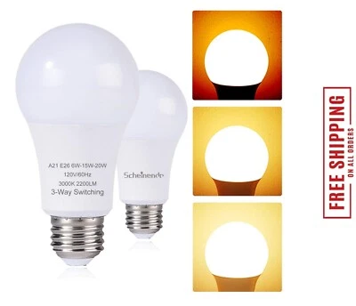 4 Pack, 3 Way LED Light Bulbs 50 100 150W Equivalent A21,Three Way Light Bulb.. - Image 1 of 4