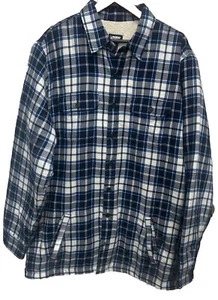 Nuevo sin etiquetas Chaqueta Lands End Para Hombres Grande Alta Con Botones Sherpa Forrada A Cuadros Azul - Imagen 1 de 10