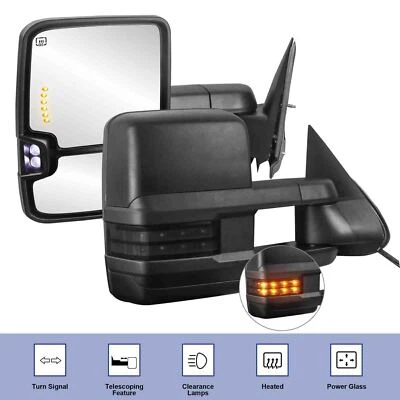 Pair Power Heated Tow Mirrors For 2007-2013 Chevy Silverado GMC Sierra Yukon XL - Image 1 of 4