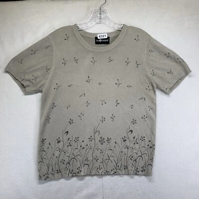 女式针织上衣中号花卉印花深砂岩 Earthy Cottagecore — 第 1/4 张图片