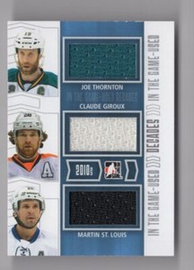 2013-14 In The Game Used Decades Triple Jerseys SILVER Joe Thornton/Claude