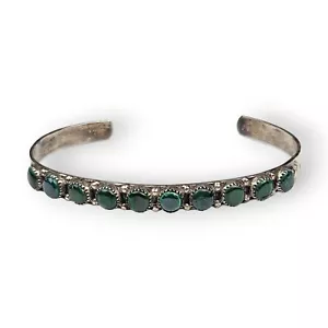 Bracciale Navajo Occhi di Serpente Malachite Argento Sterling 925 Nativi Americani AP - Foto 1 di 12