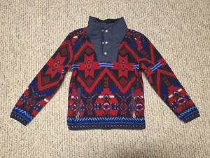 Polo Ralph Lauren Aztec Southwestern Red Blue Fleece Pullover Shirt Boys size 6 - Picture 1 of 5